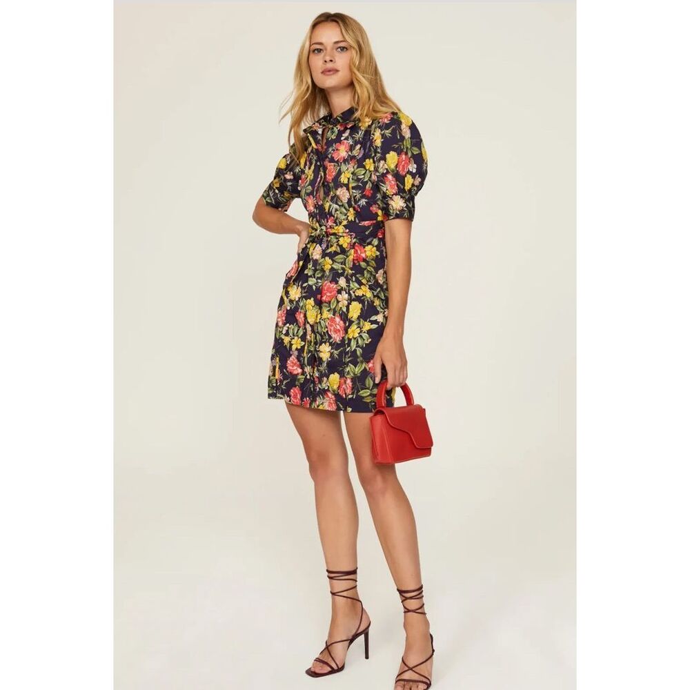 Marissa Webb Floral Printed Puff Sleeve Dress 8 Rent the runway preloved $260